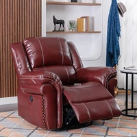 Fauteuil de salon moderne en cuir véritable, électrique, fonctionnel, inclinable, pivotant, avec repose-pieds rétractable
