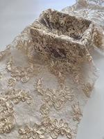 Ruban de dentelle dimensionnelle en polyester transparent, tissu brodé de sequins pour robes, robes de soirée et costumes de spectacle