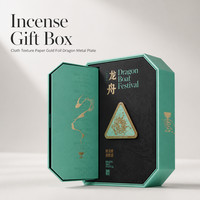 Boîte cadeau d'encens octogonale personnalisée en papier texturé avec plaque de dragon en feuille d'or OEM