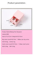 Taille-crayon double trou carré rose et noir pour maquillage, outil portable d'application de maquillage, taille-crayon premium pour crayon à sourcils