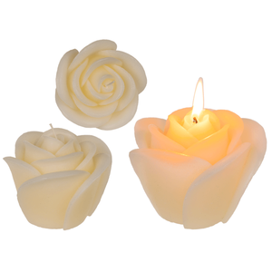 Creme colored <b>candle</b>, Rose, ca. 11 x 9 cm - Product Image 1
