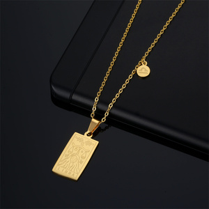 Новое поступление, 18K позолоченный кулон из нержавеющей стали с квадратным знаком зодиака, ожерелье с карточкой Таро для женщин - Product Image 4