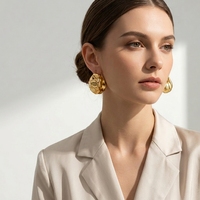 Pendientes de Aro de Acero Inoxidable con Baño de Oro PVD de 18K para Mujer, Impermeables, Geométricos Irregulares, Gruesos, Joyería que No se Deslustra