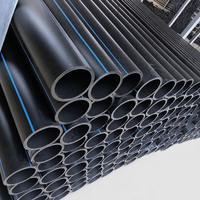 Tuyau d'irrigation flexible en HDPE noir à rayures bleues, tube d'alimentation en eau en polyéthylène haute densité pour projet d'irrigation goutte à goutte agricole