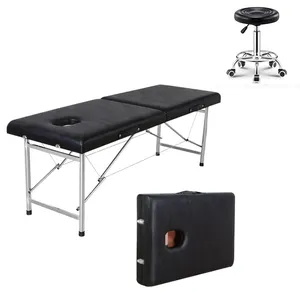 Salon de spa en gros d'usine table de beauté faciale portable pliable en acier inoxydable lit de massage