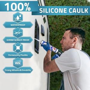Scellant silicone neutre transparent RUNTAI Construction 280ml 300ml pour usage intérieur/extérieur, remplissage et étanchéité des joints en menuiserie - Product Image 2