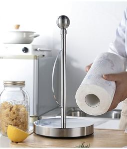 Convenient Metal <b>Standing</b> Paper <b>Towel</b> Holder with Roll-On Design for Kitchen and Bathroom Countertops - Product Image 1