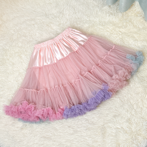 Falda de enagua de tul rosa para mujer, minifalda holgada de Tweed extremo con superposición de tul corto - Product Image 6