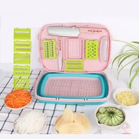 9-In-1 Snijplank Opvouwbaar Fruit En Groente Filter Bassin Snijmachine Cutter Camping Snijplank Set Keuken Klein Gereedschap