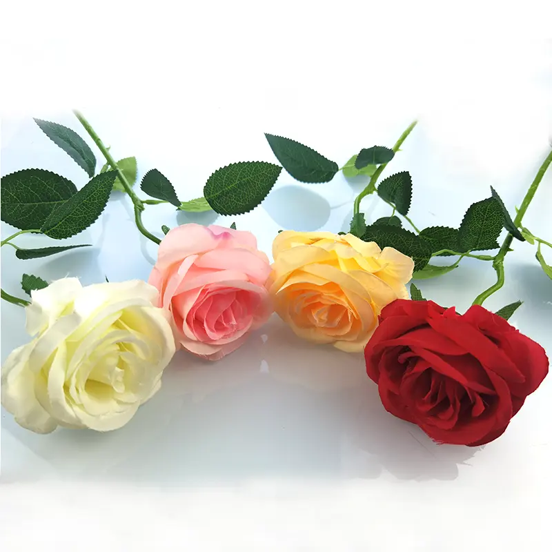 Cheap Real Touch Wedding Decoration Red White Rose Champagne Fake Silk Roses Artificial Flowers In Bulk