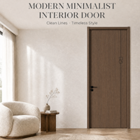 Porte intérieure en mélamine noyer de qualité supérieure, avec rainures ultra-fines, poignée noire, décoration minimaliste pour la maison