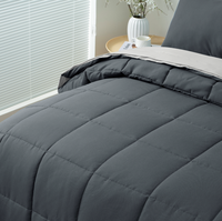 Vente flash - Ensemble de couette gris sur mesure en microfibre, 7 pièces, taille King Queen