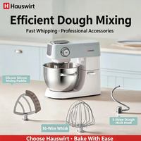 Robot culinaire électrique Hauswirt M5 compact 5L en acier inoxydable, pétrin, batteur à pâtes, fouet ; entièrement automatique