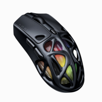 Conception d'exosquelette évidée OEM Paw3395 capteur Pogrammable RGB 26000DPI souris de jeu sans fil tri-mode