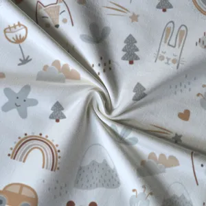100% katun kain tunggal jersey untuk bayi kain digital pencetakan kain katun jersey untuk anak-anak