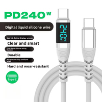 Cable de Carga Rápida USB C a Tipo C de Silicona con Pantalla Digital de 240W para iPhone 15 16 17 Pro Max Samsung S24 S23 Xiaomi