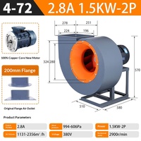 Ventilateur centrifuge électrique 4-72 380V, extracteur de poussière industriel de type escargot, ventilateur d'extraction de fumée pour cabine de peinture