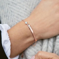 QIUHAN acier inoxydable or nom Bracelet barre personnalisé pierre de naissance barre Bracelet