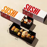Caja de Embalaje Biodegradable para Sushi y Hamburguesas con Logotipo Personalizado, Caja de Embalaje Reciclable para Llevar, Caja de Entrega con Logotipo Negro y Rosa