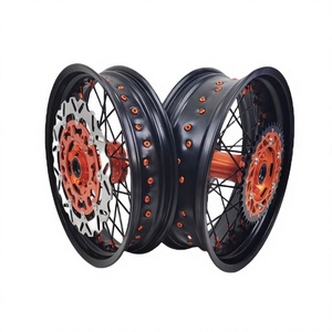 Juego de Ruedas <span class=keywords><strong>Supermoto</strong></span> de 17 Pulgadas para <span class=keywords><strong>KTM</strong></span> EXC SXF XC 125-530cc, Bujes de Aluminio CNC, Llantas de Carreras Motard Duraderas de Alto Rendimiento - Product Image 1