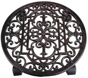 ברזל יצוק עגול צמח לעמוד צמח caddy casters מתגלגל מגש רכבת מקורה חיצוני גן טרולי - Product Image 3