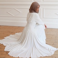 Robe maxi en polyester de haute qualité pour femmes musulmanes, élégante, couleur unie, double couche, taille ajustable, vêtements islamiques modestes pour femmes