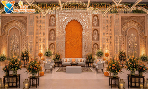 Royal Mughal Style Wedding Stage Backdrop Arch <b>Panel</b> At Factory Price Traditional Moroccan-Inspired Stage Decor <b>Mirror</b> <b>Panels</b> - Product Image 5