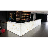 Tabourets de meubles de bar en pierre translucide LED pour comptoir de restaurant sushi en pierre naturelle onyx