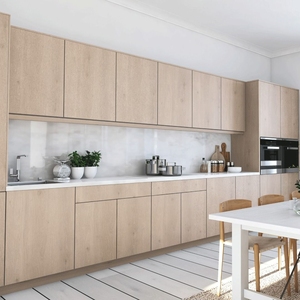 Modern White Oak Solid Wood Kitchen Design Cabinets Set Furniture Custom Modern Modular Wooden Kitchen Cabinets - Product Image 1