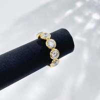 Anelli di fidanzamento da donna in oro giallo 18 carati con diamanti da laboratorio, stile semplice, vintage, a bolle, di alta qualità