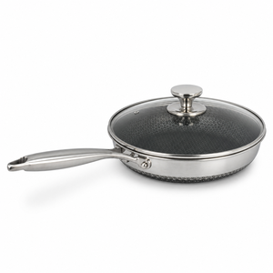 Hammered flat-bottom <b>pan</b> 304 stainless steel non-stick household titanium <b>frying</b> <b>pan</b> three-ply steel thickened steak <b>pan</b> - Product Image 1