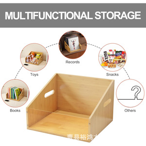 Bamboo Wood <b>Record</b> Storage Box Solid Wood Vinyl CD Organizer Desktop Album <b>Holder</b> No Lid - Product Image 5