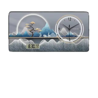 Impresionante Reloj de Pared Analógico-Digital con Diseño Expuesto y Elementos Dorados de Paisaje para Sala de Estar con Visualización de Agujas