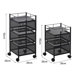 Venta al por mayor barato 5 niveles <span class=keywords><strong>Circular</strong></span> cuadrado giratorio cesta gran <span class=keywords><strong>estante</strong></span> de almacenamiento con ruedas, frutas y verduras <span class=keywords><strong>estante</strong></span> de alambre de Metal - Product Image 2