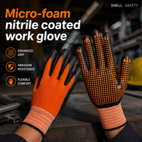 Gants de travail à haute adhérence SNELL 15G en nitrile à points, résistants à l'huile, résistants à l'abrasion, compatibles avec les écrans tactiles, pour l'agriculture et le jardinage