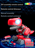 Assembler et contrôler le kit de construction de STEM de robot dinosaure pour enfants RC, avec des lumières LED en mode coulissant rampant et des effets sonores