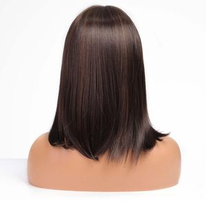Peluca sintética de longitud media marrón FTL007, cabello natural, peluca a rayas rojas y marrones, peluca de encaje resistente al calor para uso diario para mujer - Product Image 5