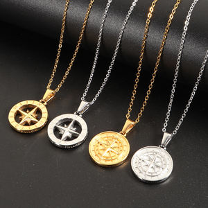 No Rust 18K Chapado en oro Alas de Ángel Colgante Collar Acero inoxidable Pray <span class=keywords><strong>Wing</strong></span> Feather Charm Collar para hombres Joyería - Product Image 3