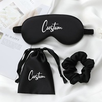 Masques de sommeil en satin double face personnalisés 3CPS, lot de 3, anti-lumière, avec sangles élastiques, élégants et mignons, pour mariage et fête nuptiale