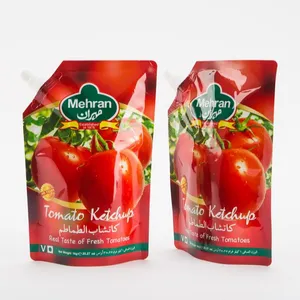 Sauce packaging bag, manufacturer direct tomato paste ketchup hot filling stand up aluminum spout pouch pack