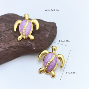 New Ocean Series Oil Drip <b>Turtle</b> Stainless Steel Stud Earrings Fashionable Sweet and Versatile Stainless Steel Earringsfor Women - Product Image 2