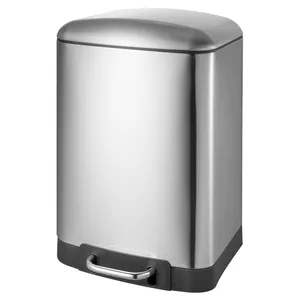 Office Rectangular Metal Waste Bin Steel Dust Bin With Foot Pedal For Garbage Recycling Storage For Kitchen Bathroom