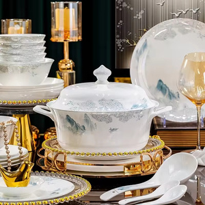 Juego de Platos y Tazones de Porcelana Fina con Diseño Elegante, Novedad en Oferta, Ideal para la Cena en Casa - Product Image 3