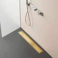 Desagüe Lineal Comercial Invisible de Acero Inoxidable Dorado Cepillado para Ducha y Baño 2 en 1 con Inserción de Azulejo, Antiolor, Tamaño Personalizado