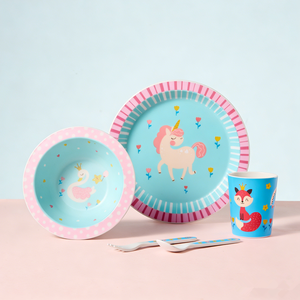 Ensemble de <span class=keywords><strong>vaisselle</strong></span> circulaire pour enfants personnalisé en gros, en fibre de bambou biodégradable, <span class=keywords><strong>vaisselle</strong></span> écologique, ensemble de 5 pièces - Product Image 5