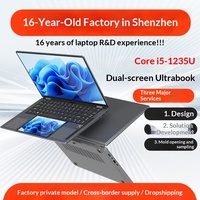 Laptop Layar Ganda 15.6"+7" Layar Sentuh Intel Core I5-1235U 16GB 512GB Penyimpanan Windows 11 Tipis Ringan Notebook Bisnis OEM