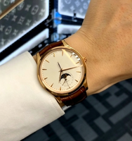Montre mécanique automatique classique pour homme avec phases de lune, boîtier fin, bracelet en cuir de crocodile, montre-bracelet formelle pour affaires