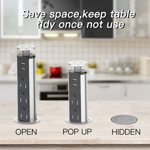 3-Outlet Pull Pop-up presa da tavolo <span class=keywords><strong>2</strong></span> uscite <span class=keywords><strong>USB</strong></span> 16A corrente nominale estensione portatile per EU UK AU US - Product Image 4