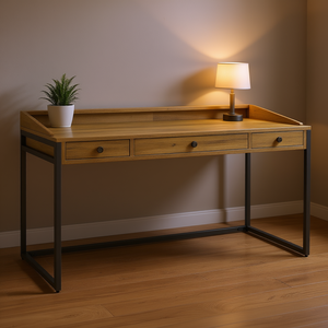 Scrivania per computer Ralston in legno con finitura anticata, mobili per ufficio domestico - Product Image 2