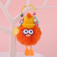 Porte-clés pendentif en peluche 3D super mignon et doux, motifs loutre et canard réalistes, breloque de sac à dos écologique en forme de petit boule de charbon